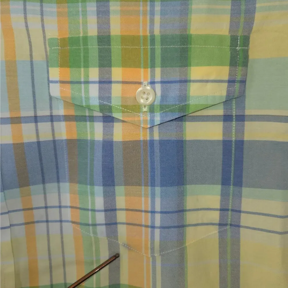 Polo Ralph Lauren Green Beach Twill Plaid Shirt Mens M Short Sleeve Button Down - Picture 5 of 10